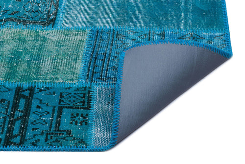 Iskece 26182 Turquoise Patchwork Wool Handmade Area Rug 2'7" x 4'11"