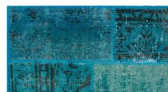 Iskece 26182 Turquoise Patchwork Wool Handmade Area Rug 2'7" x 4'11"