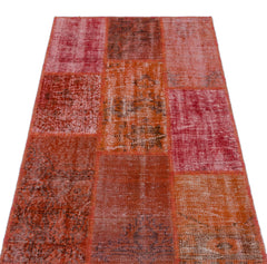 Iskece 26183 Red Patchwork Wool Handmade Area Rug 2'7" x 4'11"