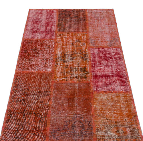 Iskece 26183 Red Patchwork Wool Handmade Area Rug 2'7" x 4'11"