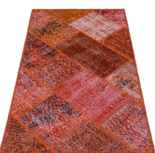 Iskece 26184 Red Patchwork Wool Handmade Area Rug 2'7" x 4'11"