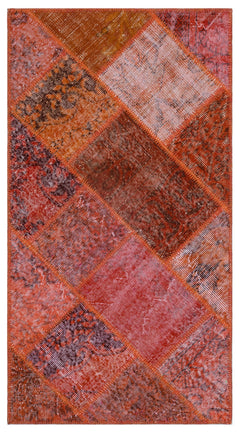 Iskece 26184 Red Patchwork Wool Handmade Area Rug 2'7" x 4'11"