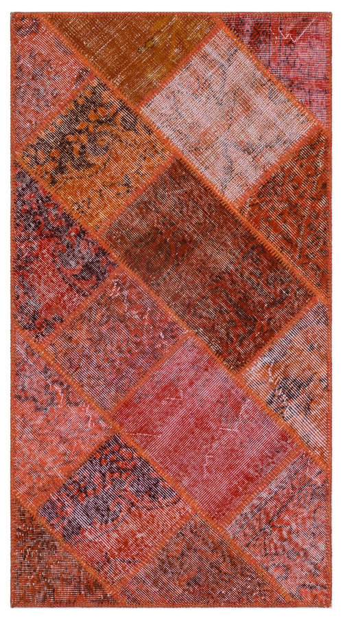 Iskece 26184 Red Patchwork Wool Handmade Area Rug 2'7" x 4'11"