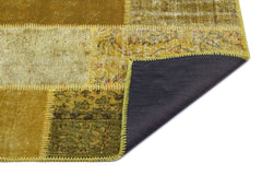 Iskece 26187 Yellow Patchwork Wool Handmade Area Rug 2'7" x 4'11"
