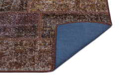 Iskece 26194 Brown Patchwork Wool Handmade Area Rug 2'7" x 4'11"