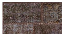 Iskece 26194 Brown Patchwork Wool Handmade Area Rug 2'7" x 4'11"