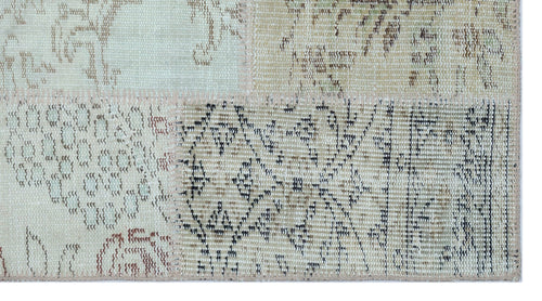 Iskece 26198 Beige Patchwork Wool Handmade Area Rug 2'7" x 4'11"