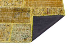 Iskece 26199 Yellow Patchwork Wool Handmade Area Rug 2'7" x 4'11"