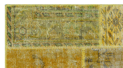 Iskece 26199 Yellow Patchwork Wool Handmade Area Rug 2'7" x 4'11"
