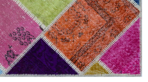 Iskece 26201 Beige Patchwork Wool Handmade Area Rug 2'7" x 4'11"