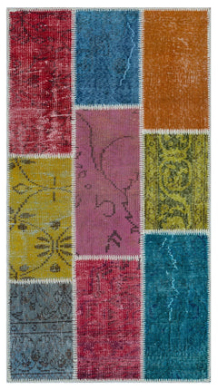 Iskece 26210 Beige Patchwork Wool Handmade Area Rug 2'7" x 4'11"