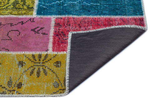 Iskece 26210 Beige Patchwork Wool Handmade Area Rug 2'7" x 4'11"