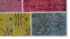 Iskece 26210 Beige Patchwork Wool Handmade Area Rug 2'7" x 4'11"