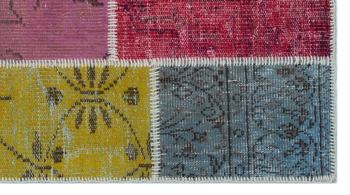 Iskece 26210 Beige Patchwork Wool Handmade Area Rug 2'7" x 4'11"