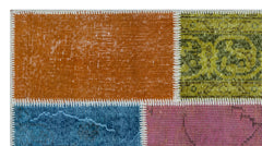 Iskece 26210 Beige Patchwork Wool Handmade Area Rug 2'7" x 4'11"