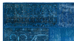 Iskece 26213 Blue Patchwork Wool Handmade Area Rug 2'7" x 4'11"