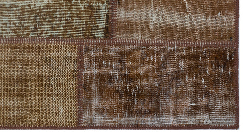 Iskece 26223 Brown Patchwork Wool Handmade Area Rug 2'7" x 4'11"