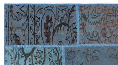 Iskece 26226 Blue Patchwork Wool Handmade Area Rug 2'7" x 4'11"
