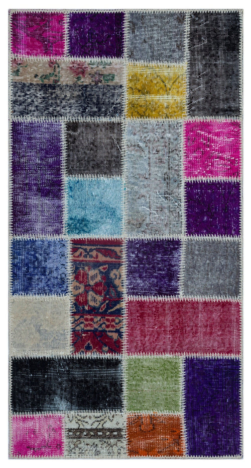 Iskece 26227 Beige Patchwork Wool Handmade Area Rug 2'7" x 4'11"