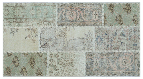 Iskece 26231 Beige Patchwork Wool Handmade Area Rug 2'7" x 4'11"