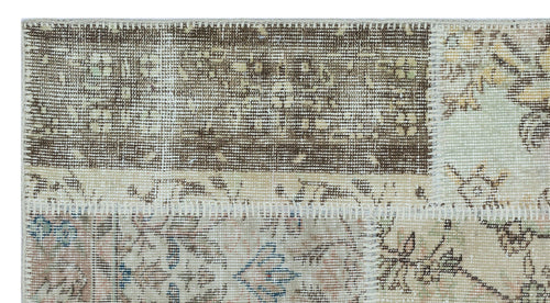 Iskece 26238 Beige Patchwork Wool Handmade Area Rug 2'7" x 4'11"