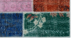 Iskece 26239 Beige Patchwork Wool Handmade Area Rug 2'7" x 4'11"