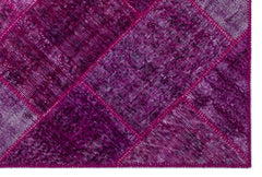 Iskece 26249 Pink Patchwork Wool Handmade Area Rug 3'11" x 5'11"