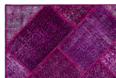 Iskece 26249 Pink Patchwork Wool Handmade Area Rug 3'11" x 5'11"
