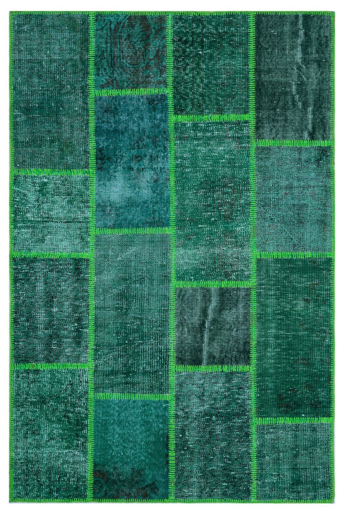 Iskece 26250 Green Vintage Wool Handmade Area Rug 3'11" x 5'11"