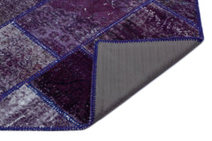 Iskece 26251 Purple Patchwork Wool Handmade Area Rug 3'11" x 5'11"