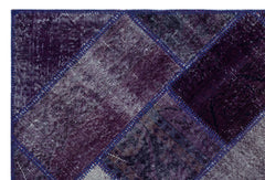 Iskece 26251 Purple Patchwork Wool Handmade Area Rug 3'11" x 5'11"