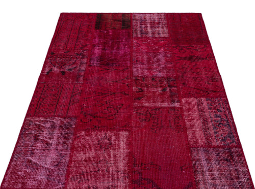 Iskece 26258 Red Patchwork Wool Handmade Area Rug 3'11" x 5'11"