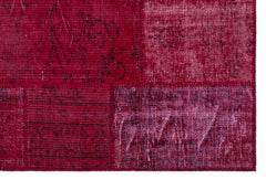 Iskece 26258 Red Patchwork Wool Handmade Area Rug 3'11" x 5'11"
