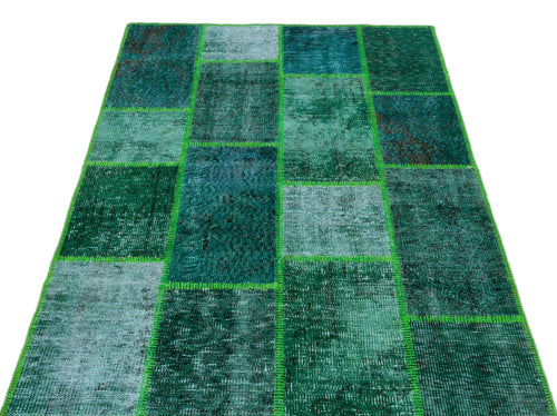 Iskece 26268 Green Vintage Wool Handmade Area Rug 3'11" x 5'11"
