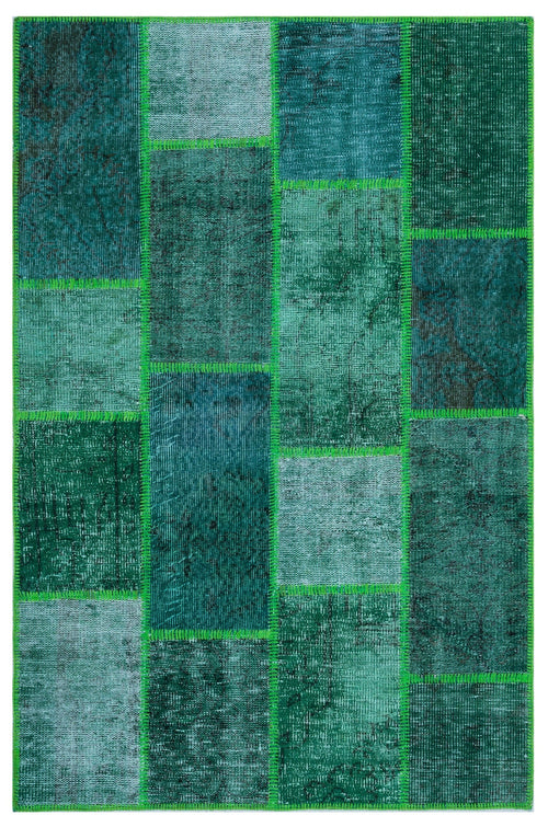 Iskece 26268 Green Vintage Wool Handmade Area Rug 3'11" x 5'11"