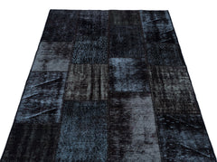 Iskece 26271 Black Patchwork Wool Handmade Area Rug 3'11" x 5'11"