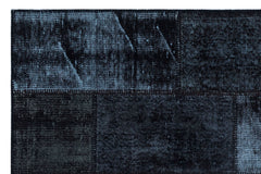 Iskece 26271 Black Patchwork Wool Handmade Area Rug 3'11" x 5'11"