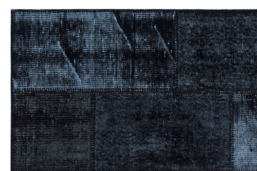 Iskece 26271 Black Patchwork Wool Handmade Area Rug 3'11" x 5'11"