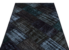 Iskece 26289 Black Patchwork Wool Handmade Area Rug 3'11" x 5'11"