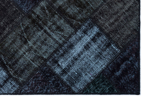 Iskece 26289 Black Patchwork Wool Handmade Area Rug 3'11" x 5'11"