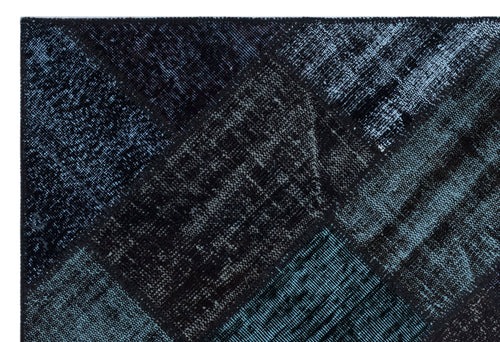 Iskece 26289 Black Patchwork Wool Handmade Area Rug 3'11" x 5'11"