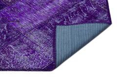 Iskece 26292 Purple Patchwork Wool Handmade Area Rug 5'3" x 7'7"