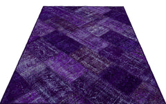 Iskece 26292 Purple Patchwork Wool Handmade Area Rug 5'3" x 7'7"