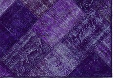 Iskece 26292 Purple Patchwork Wool Handmade Area Rug 5'3" x 7'7"