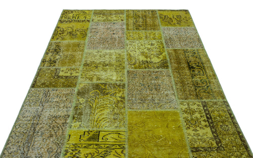 Iskece 26295 Yellow Vintage Wool Handmade Area Rug 5'3" x 7'7"
