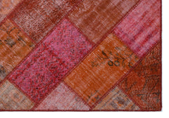 Iskece 26296 Red Patchwork Wool Handmade Area Rug 5'3" x 7'7"