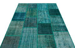 Iskece 26297 Turquoise Patchwork Wool Handmade Area Rug 5'3" x 7'7"