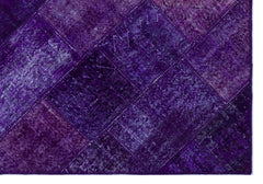 Iskece 26316 Purple Patchwork Wool Handmade Area Rug 5'3" x 7'7"
