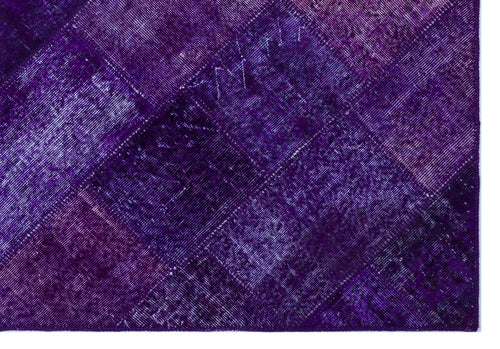 Iskece 26316 Purple Patchwork Wool Handmade Area Rug 5'3" x 7'7"