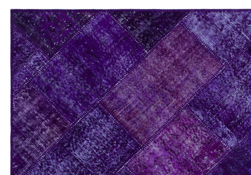 Iskece 26316 Purple Patchwork Wool Handmade Area Rug 5'3" x 7'7"